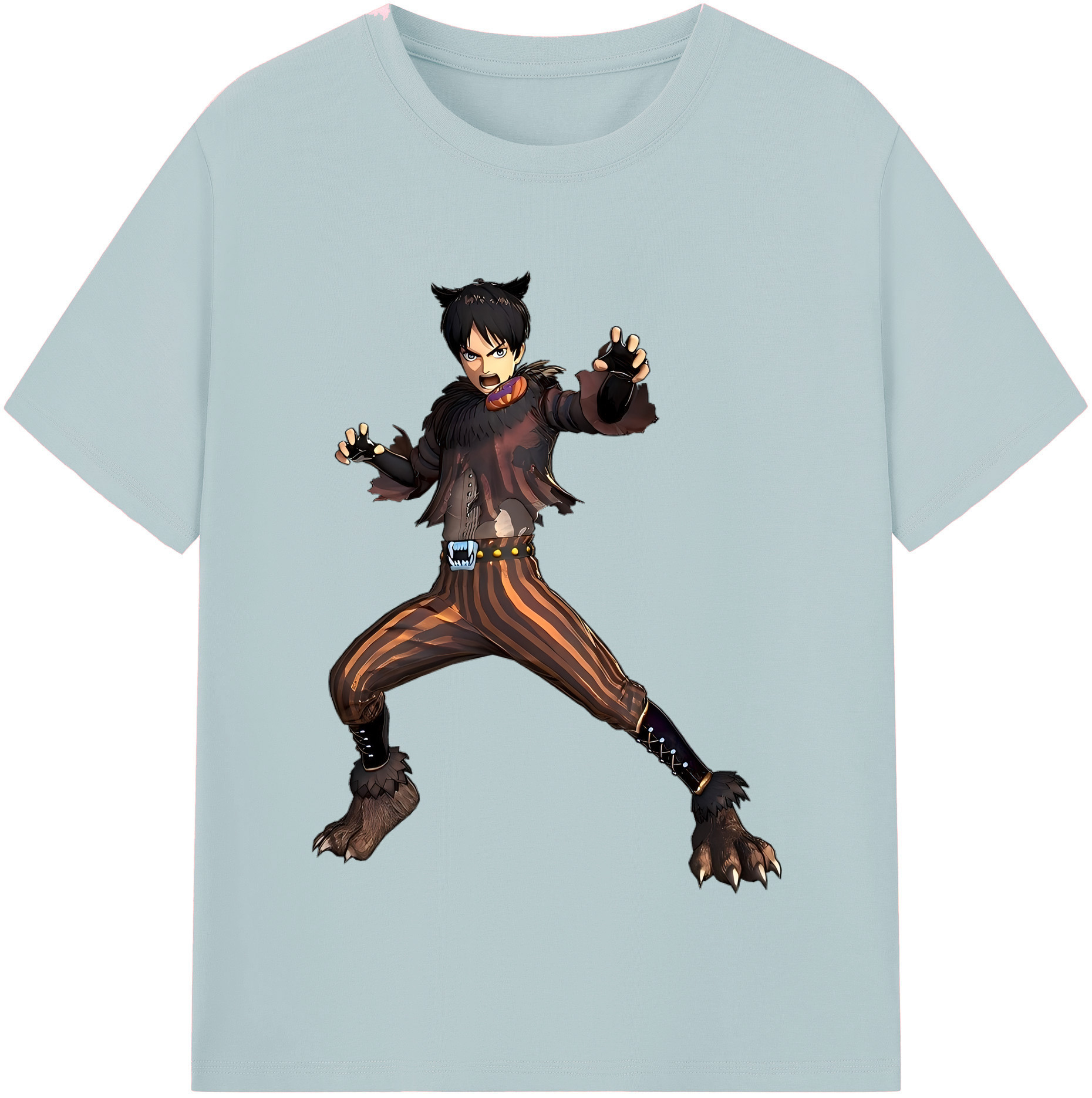 （画像用） 進撃の巨人 エレン･イェーガー Attack on Titan Eren Jäger 綿100％半袖Tシャツ（フロントプリント）